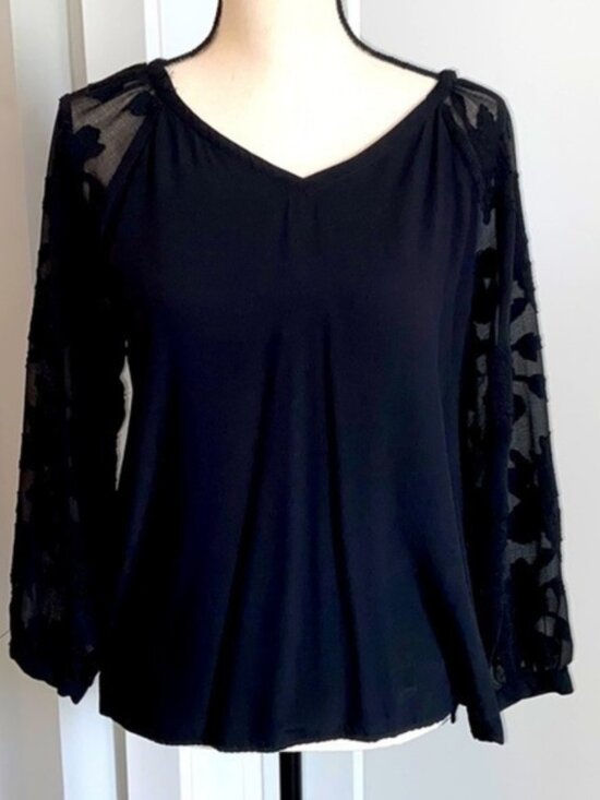 Sheer Floral Sleeve Blouse NWOT - Picture 2 of 4